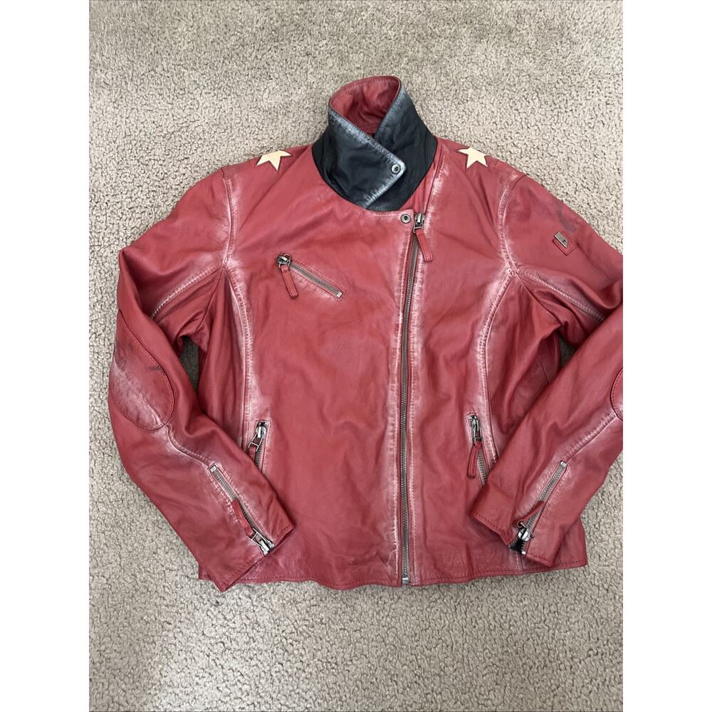 Mauritius Christy RF Leather Jacket, Red, Size 3XL. Poor Condition.